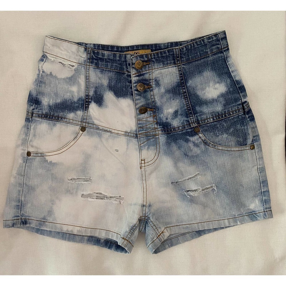 Drama Gold Size 5 Youth Shorts High Rise Acid Wash‎ Distressed